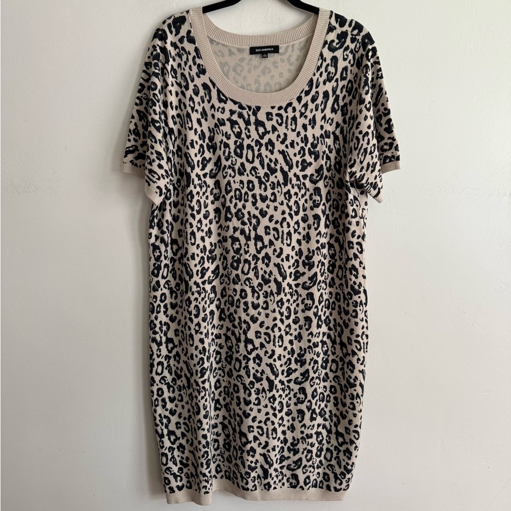 525 America Gray and Cream Short Sleeve Mini pullover Dress